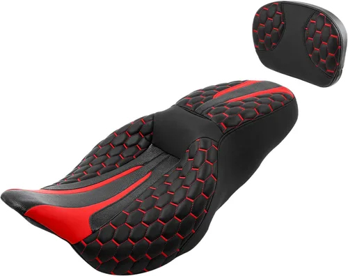Miniatura 35 de Asiento de conductor, pasajero y piloto - SLMOTO Asiento de motocicleta de una pieza para 2 personas, compatible con Harley Touring Road King CVO
