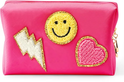 Miniatura 14 de LieToi Preppy Patch - Bolsa pequeña de cosméticos para artículos de tocador, de piel sintética, impermeable, portátil, bolsa organizadora de viaje