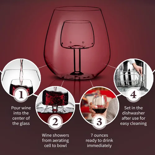 Miniatura 7 de Chevalier, copas de vino sin tallo para oxigenación