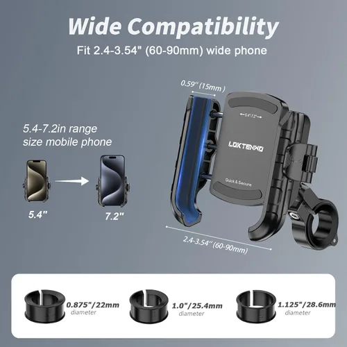 Miniatura 6 de LOKTENWO Soporte de teléfono para motocicleta y bicicleta, soporte para teléfono celular con bloqueo y liberación, base de montaje de manillar