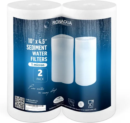 Ronaqua Cartucho de filtro de agua de repuesto de sedimentos grandes de 10 x 4.5 pulgadas, 1 micrón, certificado NSF, para toda la casa, compatible