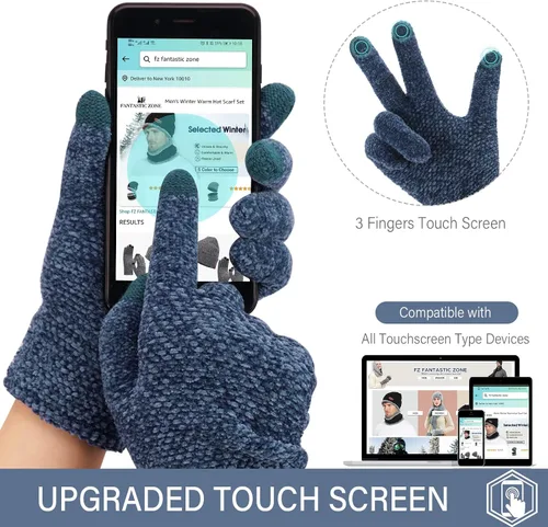 Miniatura 4 de FZ FANTASTIC ZONE Womens Winter Touchscreen Gloves for Cold Weather, Chenille Warm Knit Gloves
