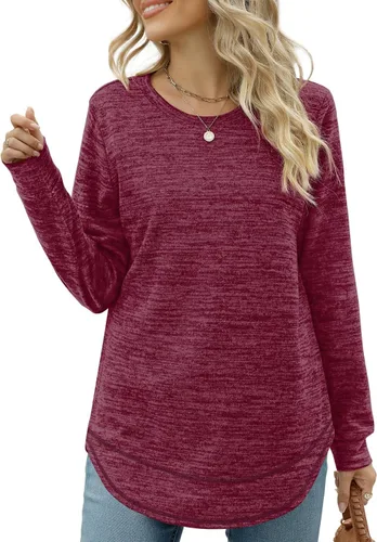 Miniatura 2 de Dofaoo - Sudaderas para mujeres, con cuello redondo, camisetas de manga larga, camisetas largas para usar con leggings