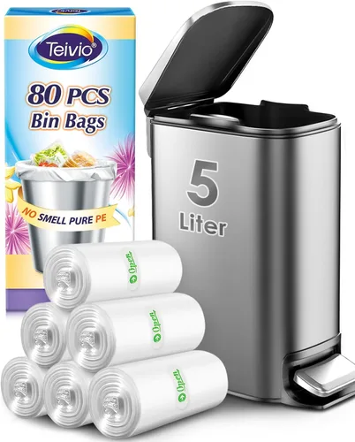 Miniatura 13 de Teivio - Bolsas de basura medianas sin perfume de 8 galones, 220 unidades, para bolsas de basura de 7, 8, 9 y 10 galones de grosor, bolsas