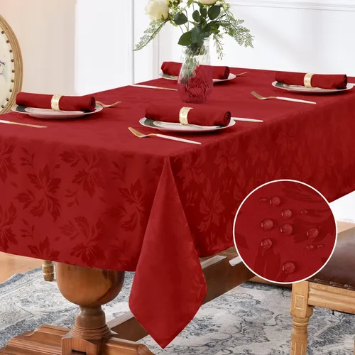 Miniatura 17 de Romanstile Mantel rectangular de jacquard de primavera, impermeable, diseño floral de damasco, manteles decorativos de tela pesada para cenas