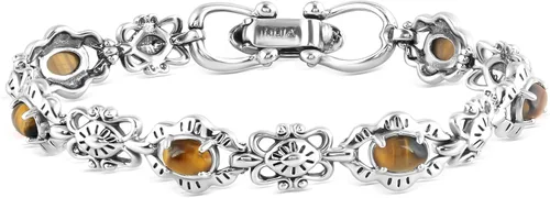 Miniatura 20 de American West Jewelry Pulsera de plata de ley con piedras preciosas de eslabones de concha, tallas pequeñas a grandes