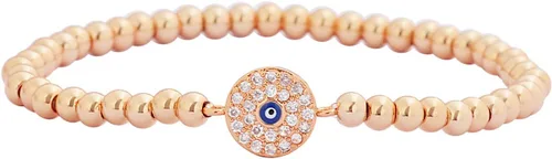 Miniatura 7 de Edforce de acero inoxidable pulsera elástica con cuentas de ojo malvado para mujer con circonita cúbica CZ