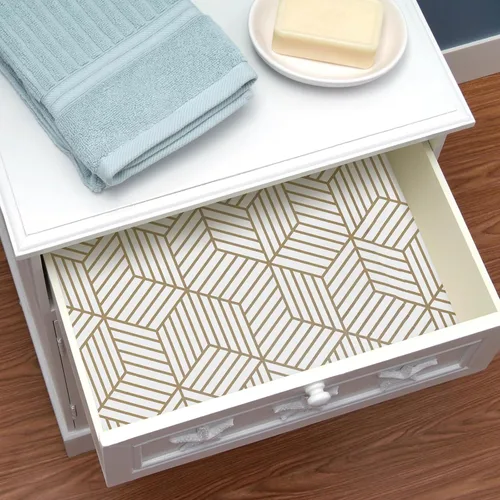 Miniatura 8 de Wenmer - Papel tapiz con estampado geométrico hexagonal de 17.71 x 708 pulgadas, papel adhesivo extraíble, autoadhesivo, vinilo para uso doméstico