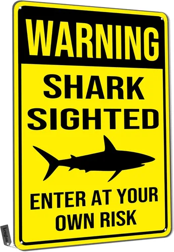 Letreros de lata de advertencia, letrero de metal con texto en inglés «Warning Shark Sighted Enter at Your Own Risk» para hombres y mujeres, JIG27