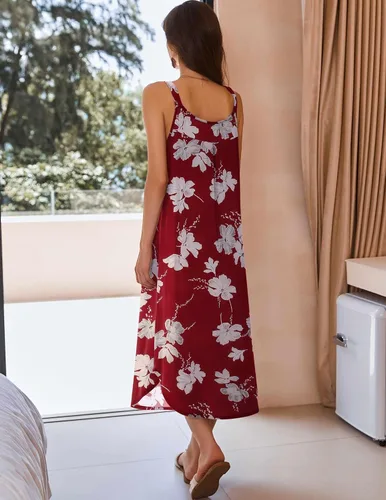 Miniatura 5 de Ekouaer Camisón largo sin mangas para mujer, camisón suave, camisón para dormir, ropa de dormir, vestidos de descanso