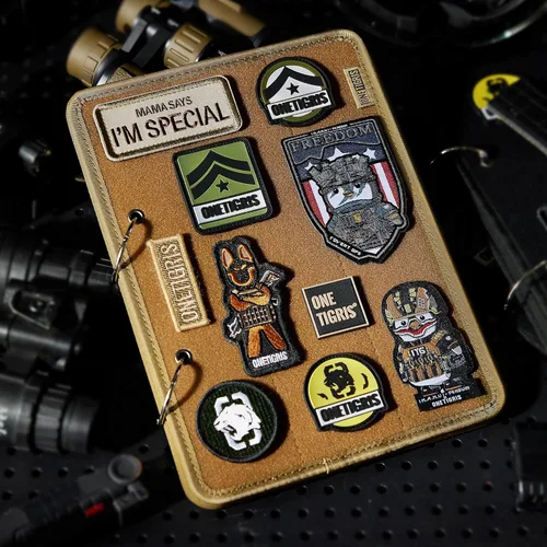 Miniatura 6 de OneTigris Tablero de exhibición de parches, libreta de parches con carpetas de anillos extraíbles de metal, organizador de parches tácticos