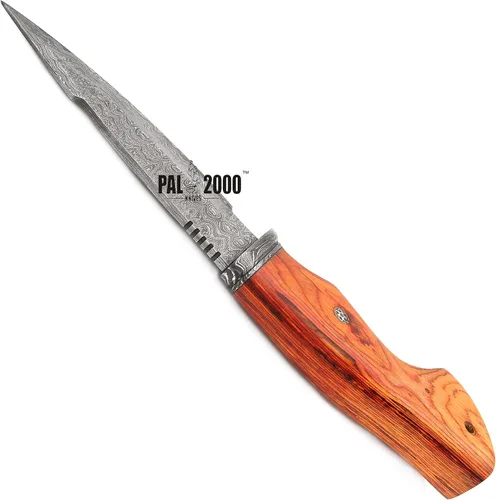 Miniatura 9 de PAL 2000 KNIVES Cuchillo de caza hecho a mano de acero de Damasco de 10 pulgadas - Mango de madera con funda 2060