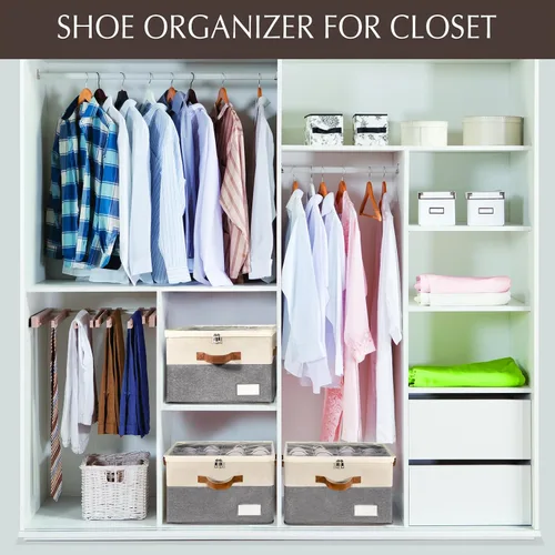 Miniatura 5 de Paquete de 1 organizador de zapatos para armario, contenedores de almacenamiento ajustables para zapatos, contenedores grandes plegables