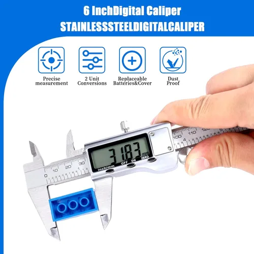 Miniatura 6 de Herramienta de medición de calibre digital, herramienta de medición de calibre con acero inoxidable, calibre vernier digital de micrometro con dial