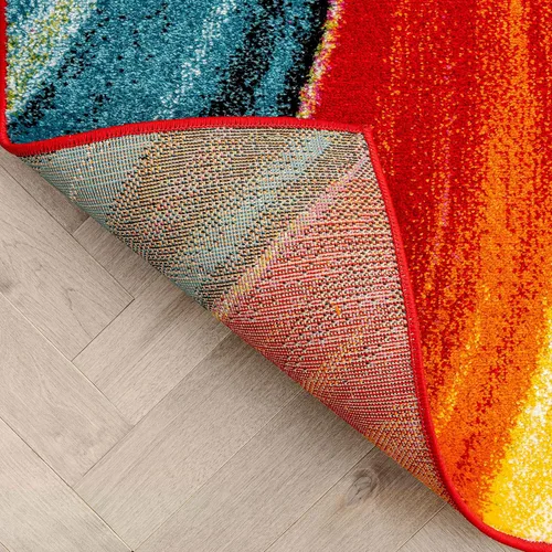 Miniatura 5 de Well Woven- Alfombra de pelo largo con diseño geométrico multicolor, arte abstracto y moderno en pintura, contemporáneo, no se deshilacha, ideal