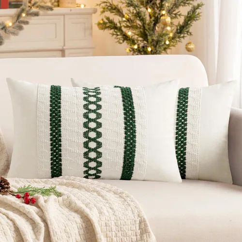 Miniatura 33 de MIULEE Fundas de almohada lumbares decorativas bohemias, cojín de algodón retro, tejidas de macramé para decoración del hogar para cama, sofá, neutro
