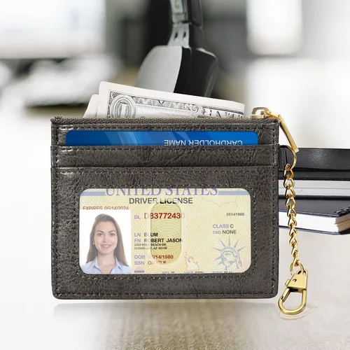 Miniatura 49 de SEAVILIA Tarjetero llavero cartera para mujer con ventana de identificación RFID monedero regalo abeja delgada minimalista pequeña cartera