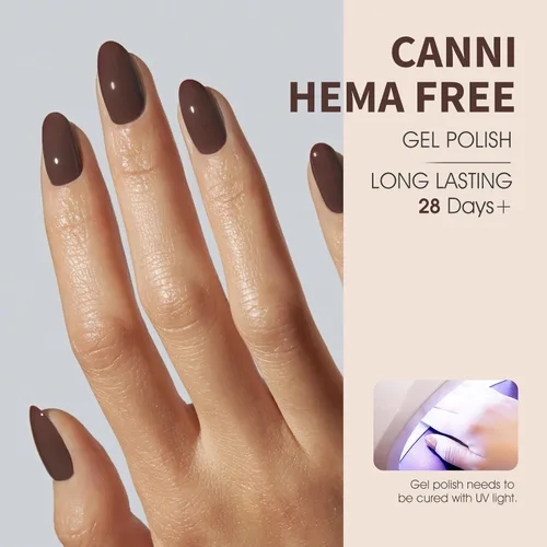 Miniatura 3 de CANNI - Juego de esmaltes de uñas en gel sin hema de 9ml, 6 piezas, colores blanco, negro, nude, rosa y marrón para el otoño, kit de esmaltes