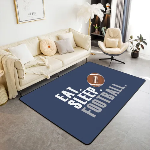Alfombra de rugby de 3 x 5 pies para sala de estar, para dormitorio, niños, niñas, mujeres, hombres, azul, para comer dormir, fútbol, decoración de