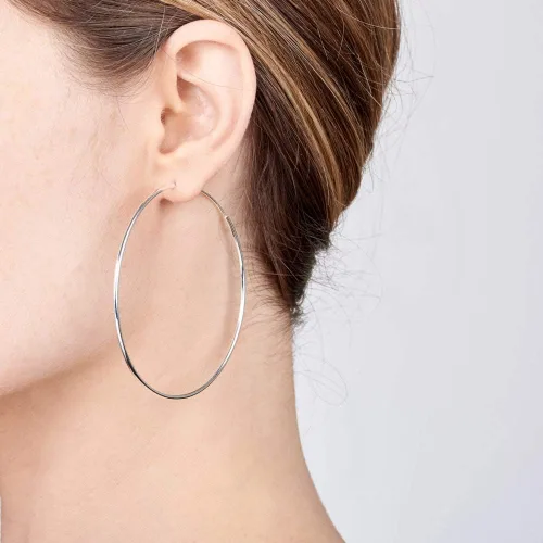 Miniatura 8 de Amberta® Aretes de plata de ley 925 con círculos finos y sin fin. Tamaño del diámetro: 20 30 40 60 2.953 in