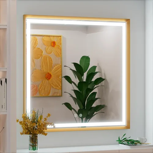 Miniatura 12 de Espejo LED de 24 x 32 pulgadas para baño, 3 temperaturas de color (3000 K/4500 K/6000 K), antiniebla, regulable, función de memoria, espejo de baño