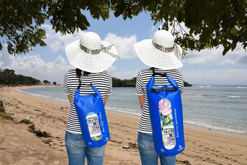 Miniatura 7 de Freegrace - Juego de 3 bolsas impermeables: bolsa con 2 cierres de cremallera y correa de hombro desmontable, riñonera y funda para teléfono; Azul