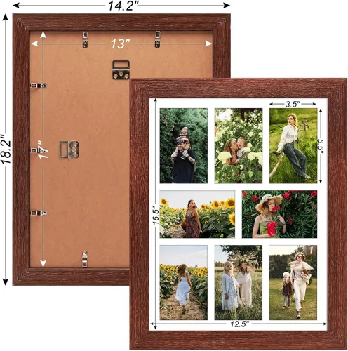 Miniatura 292 de Marcos de Fotos Collage de 13.5X15.5 con 7 Aberturas para Fotos de 4X6, Marco de Fotos Múltiples con Paspartú para Decoración de Pared, Grano