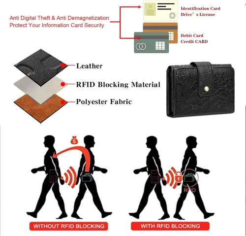 Miniatura 7 de SENDEFN Billeteras para mujer, billetera triple para mujer, tarjetero para tarjetas de crédito, bolsillo para monedas con ventana de identificación