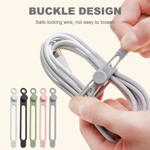 Miniatura 5 de Organizador de cables de datos, 2025 nuevas bridas de cable de silicona reutilizables organizador de gestión de cables para agrupar y sujetar cables