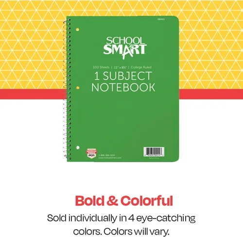Miniatura 3 de School Smart Cuaderno de espiral no perforado de 1 materia, 100 hojas, 11 x 8-1/2 pulgadas