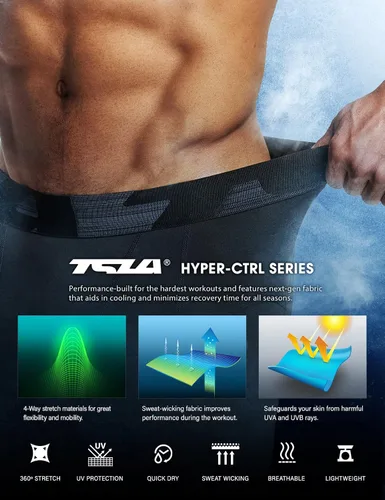 Miniatura 5 de TSLA - Pantalones cortos deportivos de compresión para hombre, en paquete de 1 o 3 unidades, mallas para correr de rendimiento deportivo, frescas