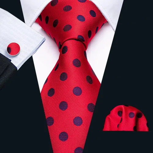 Miniatura 97 de Barry.Wang Corbatas de seda para hombre, diseño de lunares, gemelos cuadrados de bolsillo, gemelos para negocios, boda