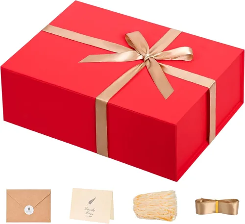 Miniatura 9 de LIFELUM Caja de regalo de 13.5 x 10 x 4 pulgadas, caja de regalo grande con tapas magnéticas, cajas de regalo negras para regalos de graduación