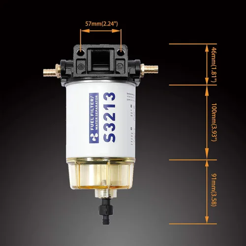 Miniatura 6 de Filtro de combustible separador de agua de repuesto para motor fuera de borda marino Mercury con accesorios de púa de 3/8" x 1/4" NPT. Reemplaza #