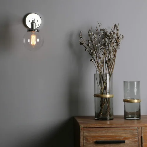 Miniatura 6 de Phansthy Aplique de pared industrial con forma de globo con toldo de cristal transparente de 5.9 pulgadas (cromado)