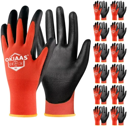 Miniatura 9 de OKIAAS Guantes de trabajo para hombre, guantes ultra delgados y ligeros con agarre, juego de 12 pares de guantes de construcción con revestimiento