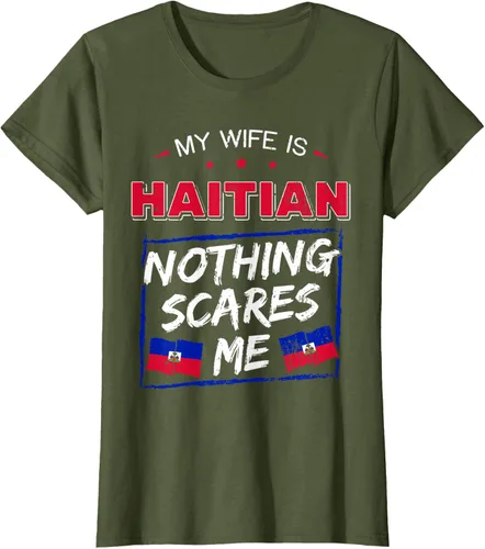 Miniatura 92 de My Wife Is Haitian Republic of Haiti Heritage Roots - Camiseta con bandera, Negro, S