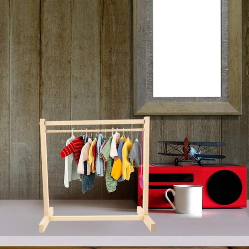 Miniatura 5 de ARTIBETTER Perchero de ropa para muñecas, mini perchero, decoración de modelo en miniatura, accesorios de muebles de muñeca de madera
