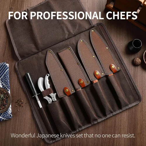 Miniatura 6 de Juego de cuchillos de Japón, juego de cuchillos Nakiri Santoku de acero de alto carbono de Japón, cuchillo de carnicero forjado a mano