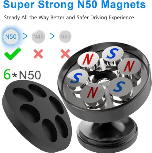 Miniatura 7 de Paquete de 2 soportes magnéticos para teléfono para automóvil, soportes magnéticos [4 placas] para soportes de teléfono de automóvil para tu