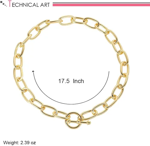 Miniatura 5 de LILILIE&WHTE - Collar de cadena gruesa para mujer, collar de cadena gruesa, collares de moda, cadena de eslabones de Cable, gargantilla, collares