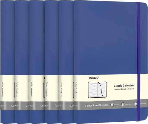 Miniatura 10 de Comix Cuaderno rayado para mujeres y hombres, cuadernos de diario para oficina, escuela, hogar, 240 páginas, 5.5 x 8.3 pulgadas, rayas Azul marino