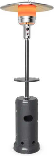Tangkula Calentador de propano de 50,000 BTU para patio con ruedas, calentadores para exteriores para patio con mesa, quemador de acero inoxidable,