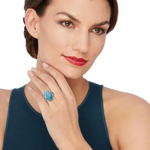 Miniatura 2 de Ross-Simons Oval Turquoise Ring in Sterling Silver Wirework