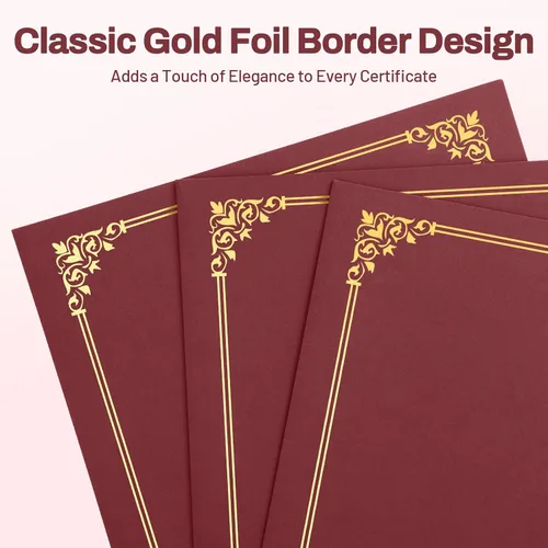 Miniatura 2 de SUNEE Titulares de certificados (borgoña, 30 paquetes), cubre diploma, borde de lámina dorada, para certificados de tamaño carta de 8.5 x 11