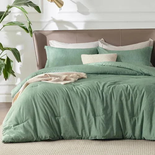 Miniatura 52 de Bedsure - Juego de edredón queen - Juego de ropa de cama refrescante y cálida, ropa de cama reversible gris claro para todas las estaciones, 3 03