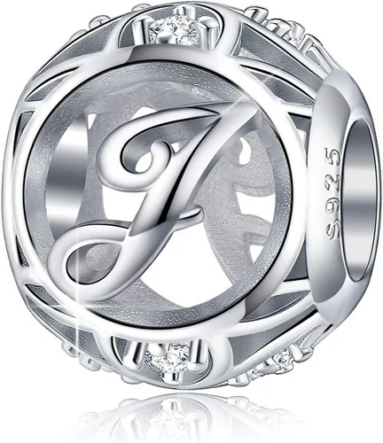 Miniatura 42 de FOREVER QUEEN - Dije con letra inicial de la A a la Z, para pulsera y collar, de plata de ley 925 con cuentas de circonita cúbica, joyería de regalo