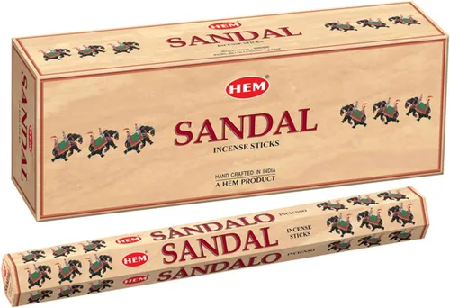 HEM Varillas de incienso para sandalias – Paquete de 6 (120 varillas) – 9 pulgadas de largo – Perfecto para meditación, relajación y fragancia en el