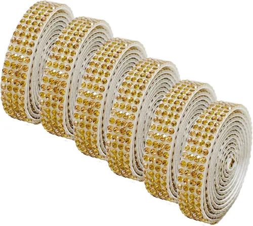 Miniatura 22 de 6 Rollos de Cinta Adhesiva con Diamantes de Imitación para Manualidades, Rollo de Cinta con Cristales para Decoración de Automóviles y Teléfonos