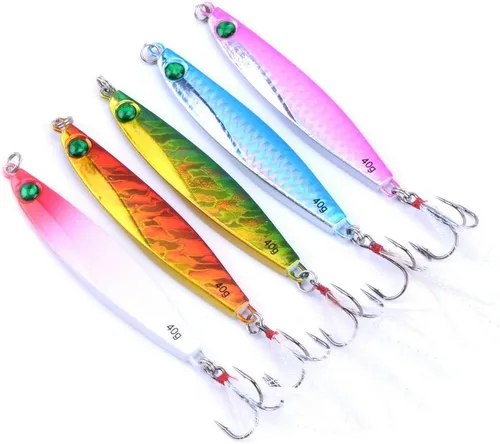 Miniatura 4 de Aorace 10 piezas de metal duro jigs buceo pesca mar señuelos minnow Popper cebos aparejos Crankbait agua salada señuelos de agua dulce con pluma